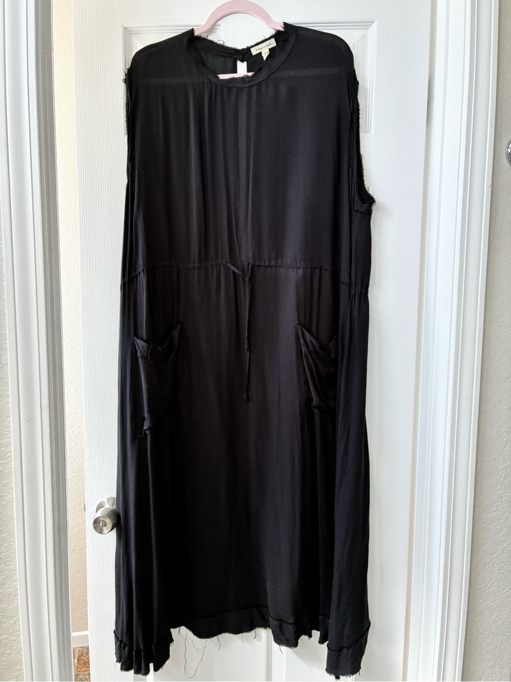silence + noise Sleeveless Black Maxi Dress with Drawstring Waist